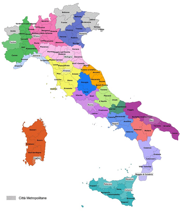 Cartina Italia Capoluoghi